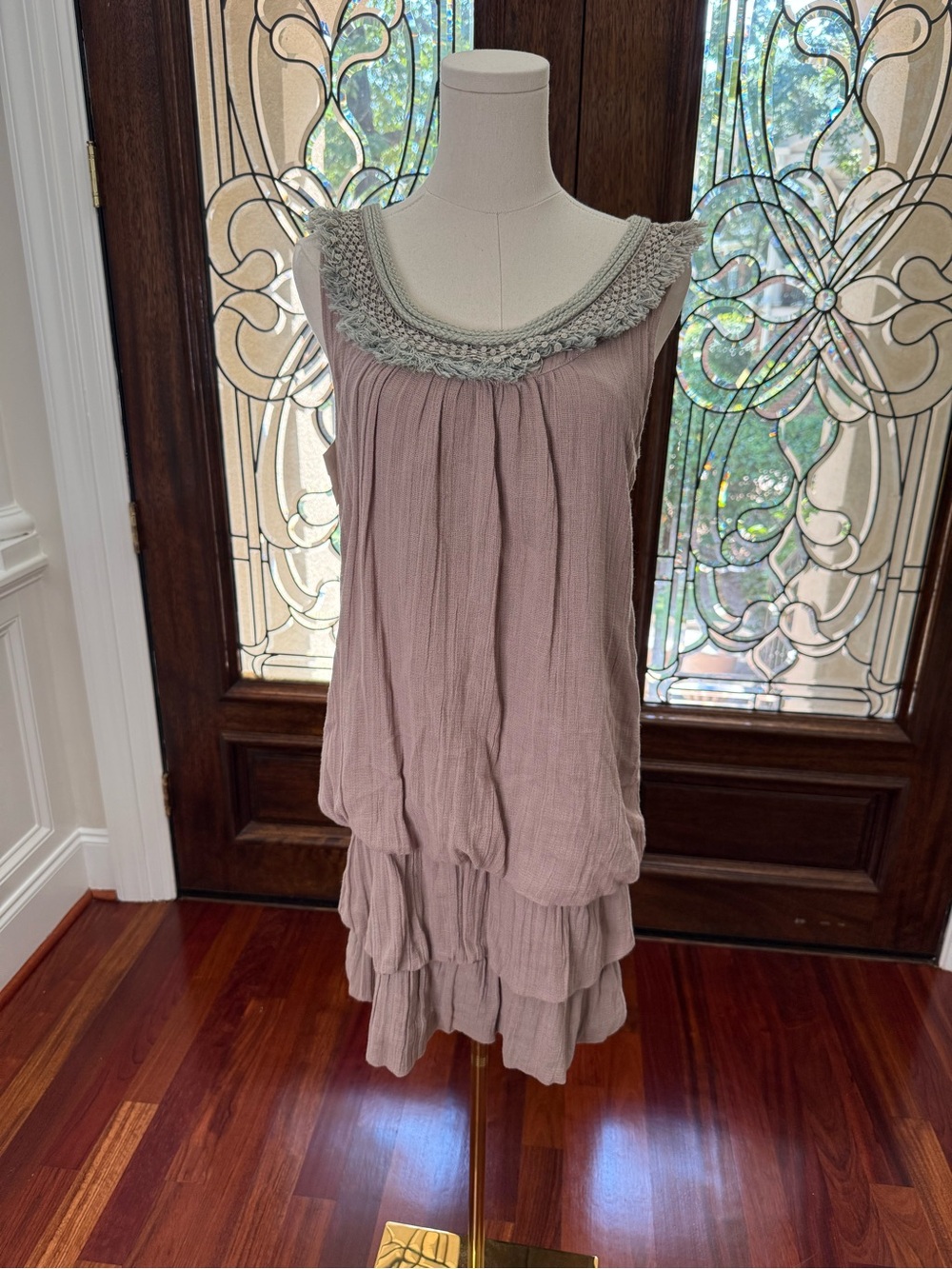 Miilla Clothing Sleeveless Tiered Dress with Crochet Yoke